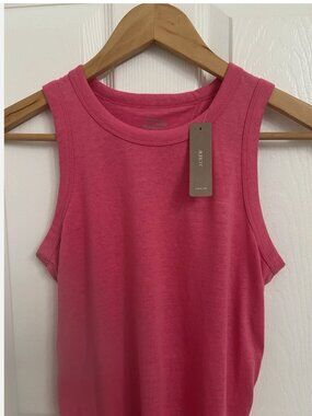 J. CREW XXS Pink Knotted Crossover Back Tank Top Knit. NEW WITH TAGS